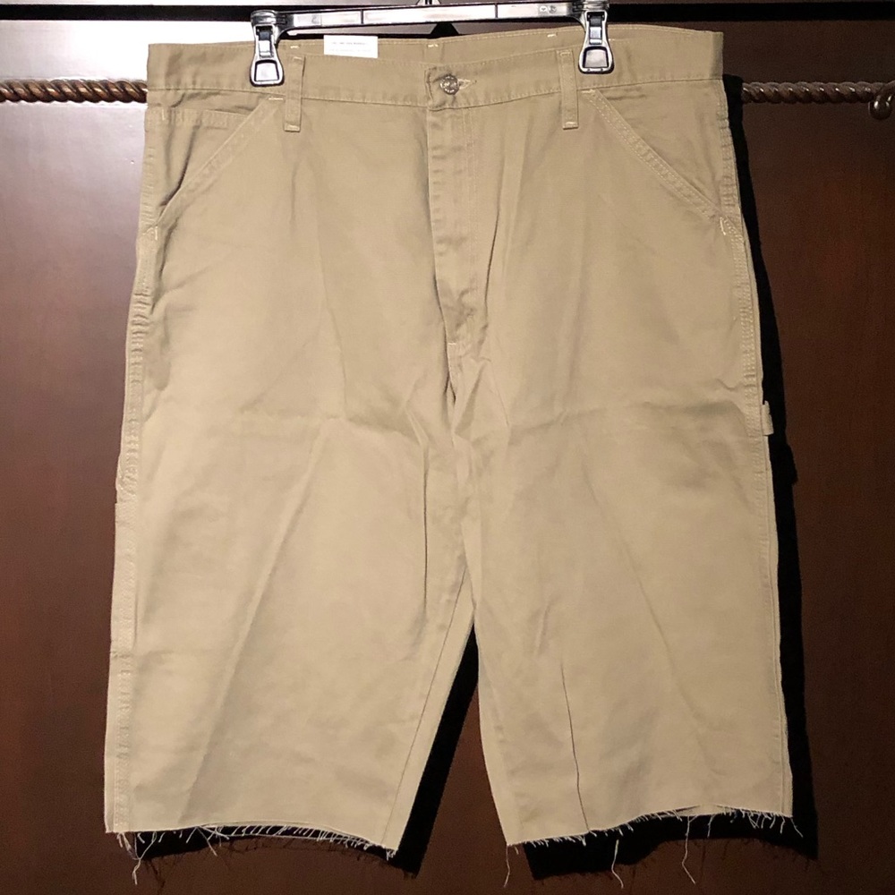 New Wrangler Beige Mens Khaki Pants Cut Shorts 36